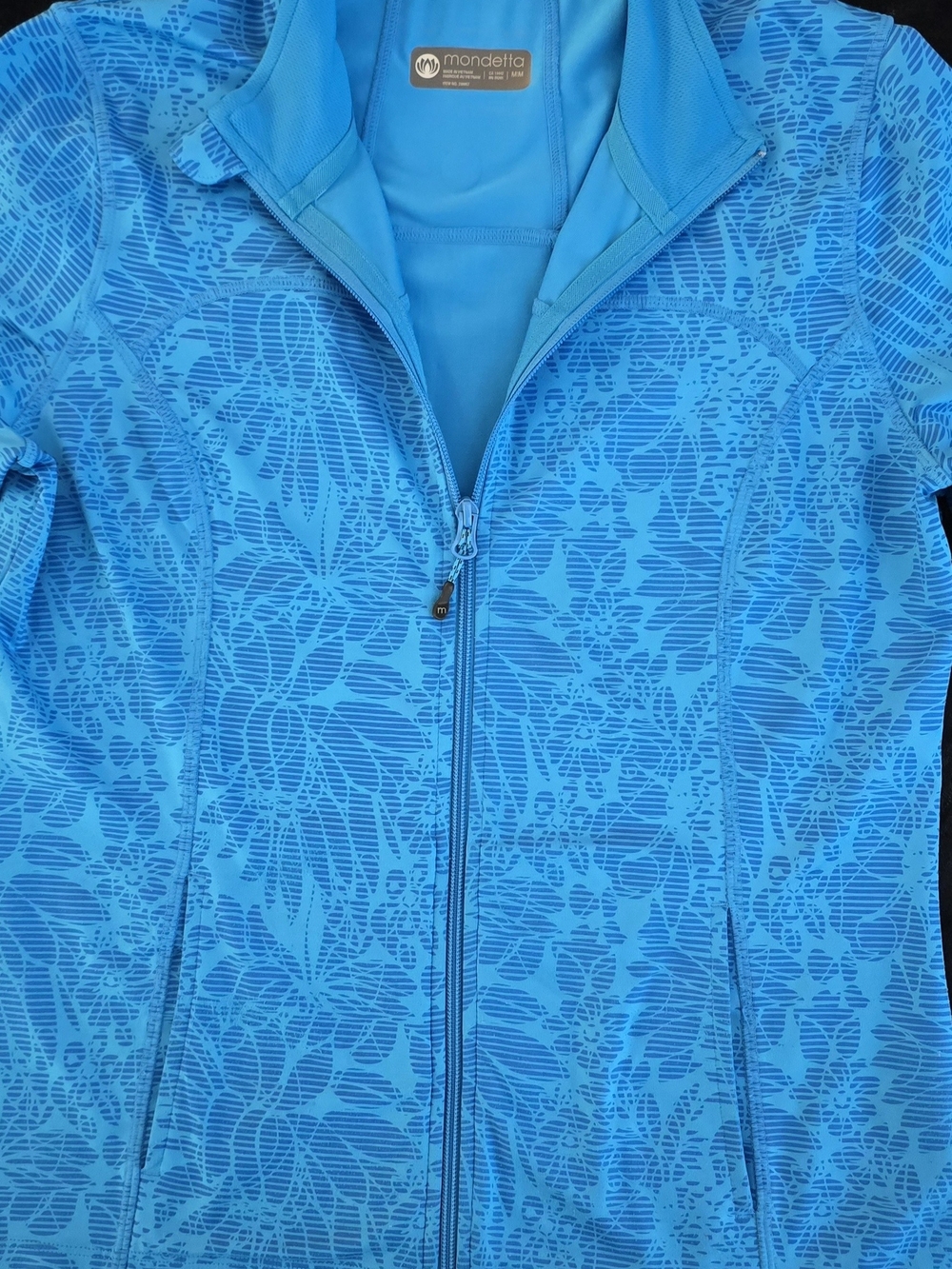 Women's Mondetta, Bright Blue Floral-Print Zip Activewear Jacket - Picture 4 of 12